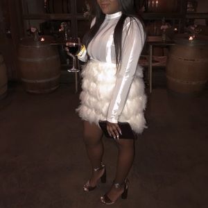 White Feather Skirt Dress